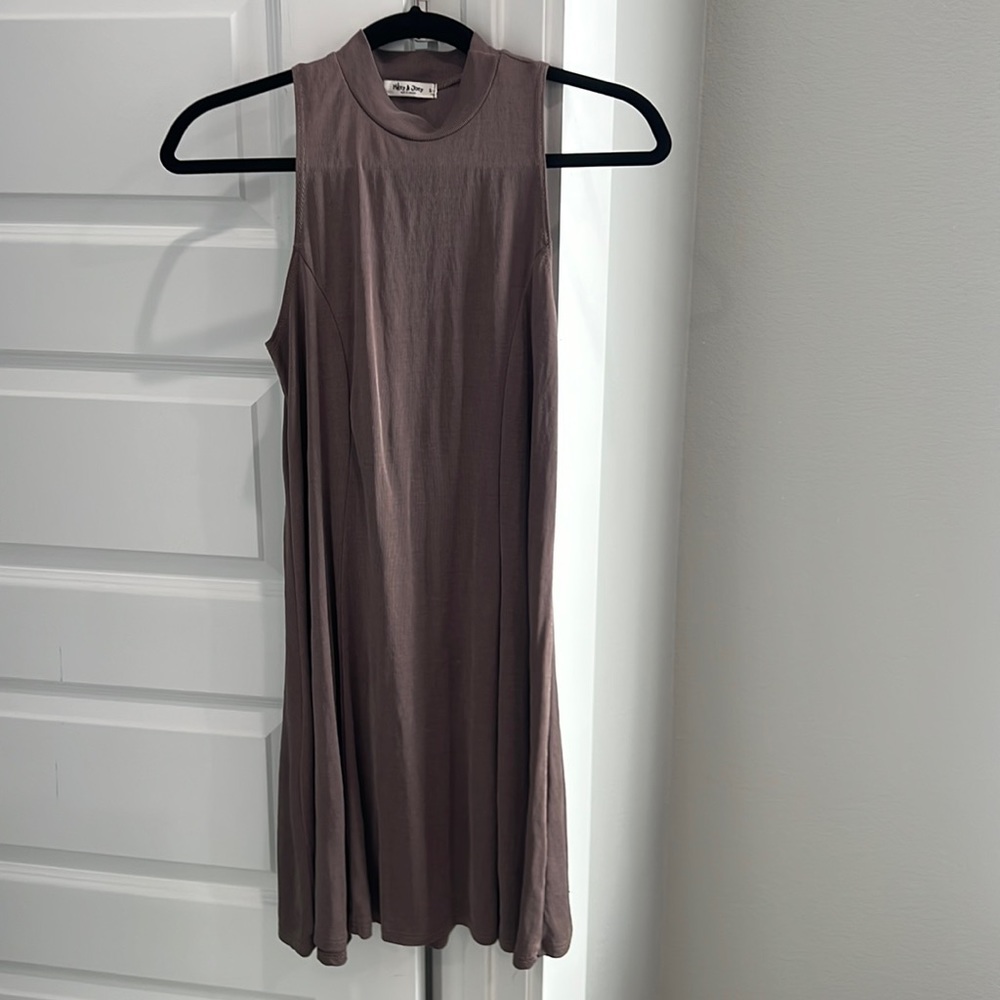 Brown mock neck tank dress